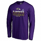 Men's Ravens Purple 2018 NFL Playoffs Ravens Lock Long Sleeve T-Shirt,baseball caps,new era cap wholesale,wholesale hats